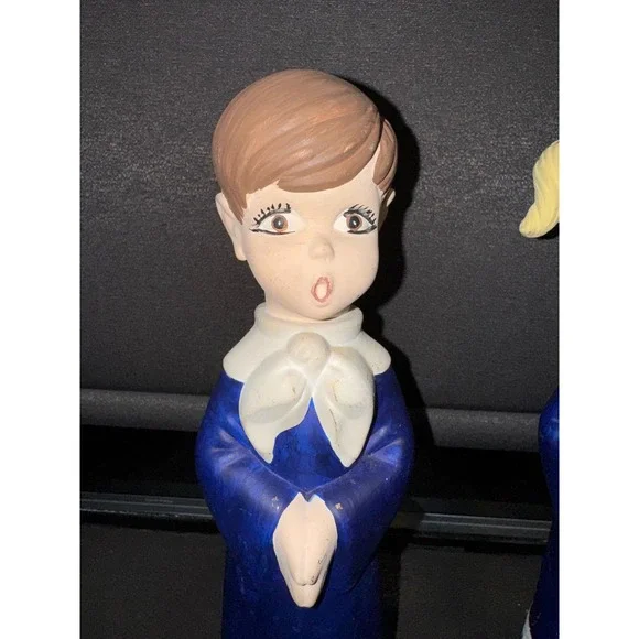 Vintage Ceramic Choir Boy & Girl Singing hand painted Christmas - Picture 2 of 13